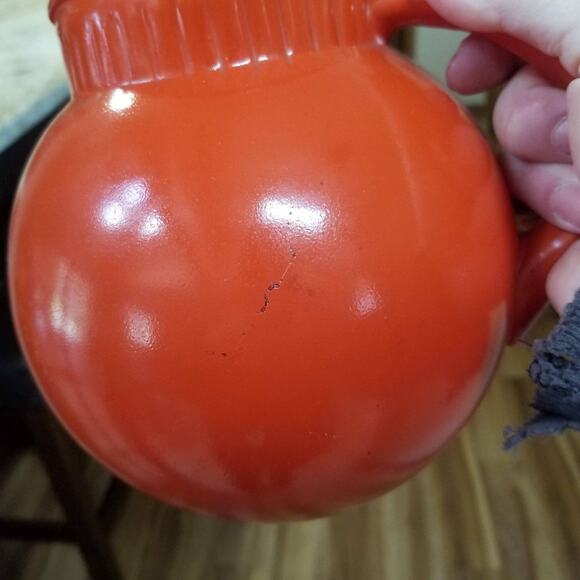 Vintage Pitcher Anchor Hocking Ball Tilt, Rainbow Tangerine Orange - Picture 3 of 4